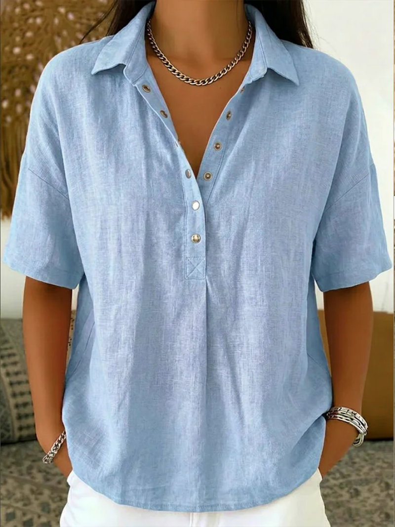 ELVORA COLLARED BUTTON BLOUSE