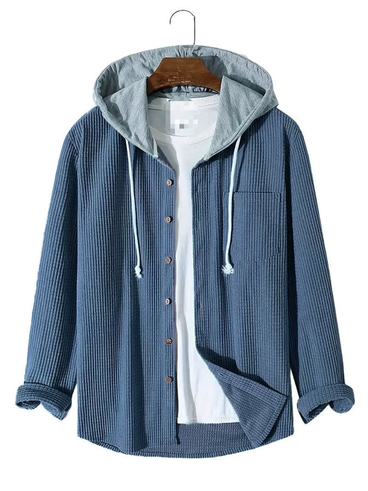 Waffle Corduroy Hooded Shirt