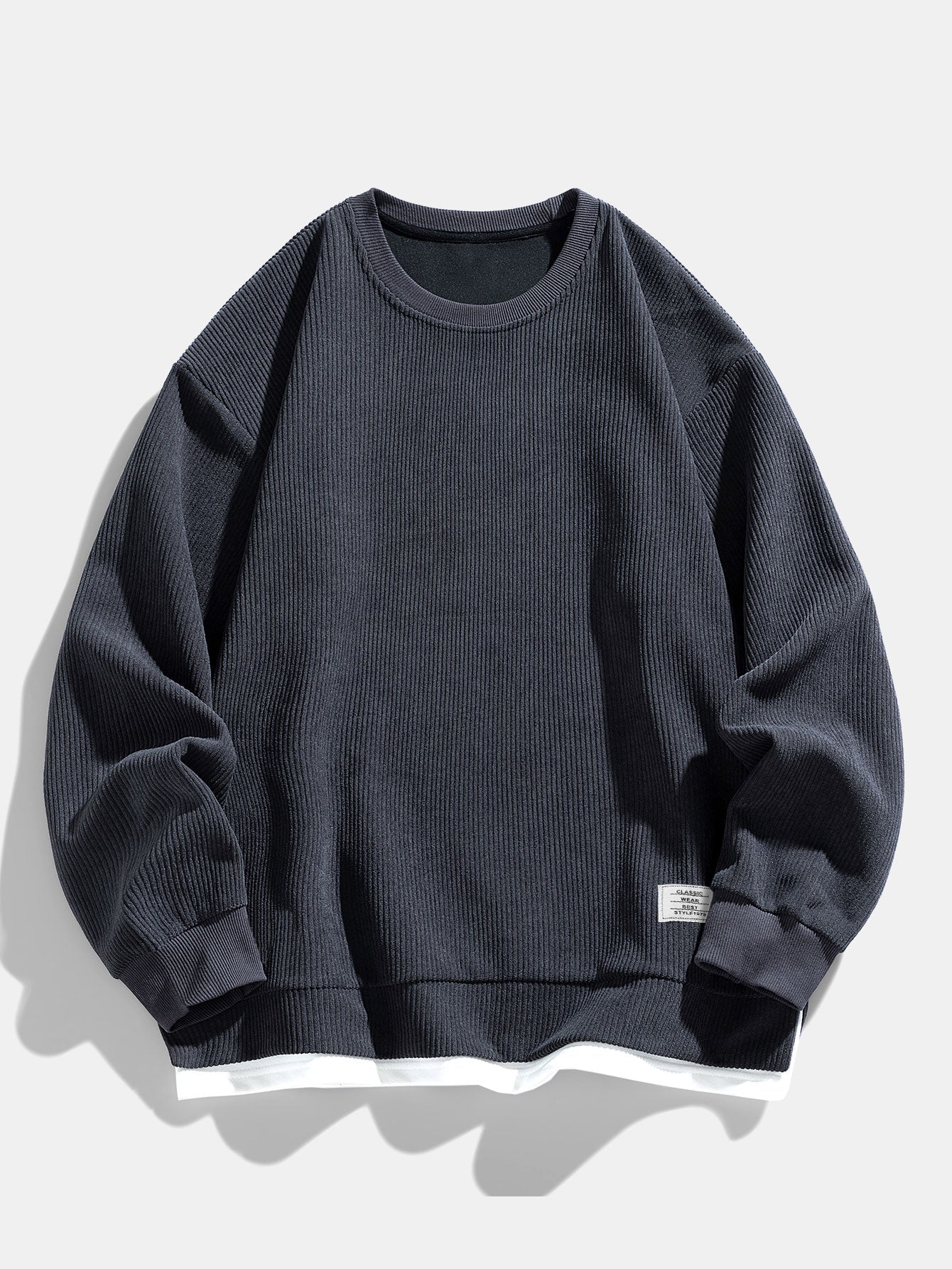 2 In 1 Crew Neck Stretch Corduroy Sweatshirt