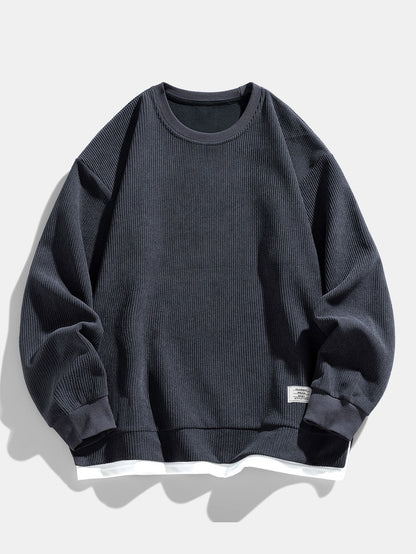 2 In 1 Crew Neck Stretch Corduroy Sweatshirt