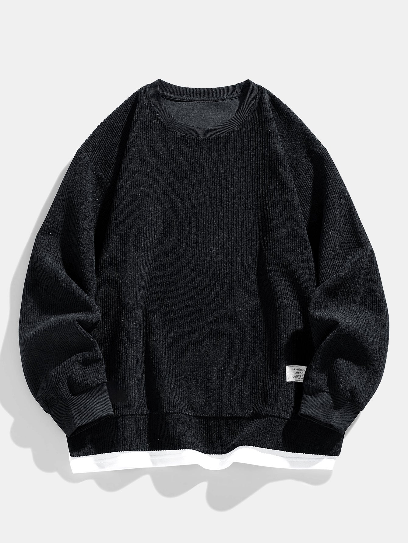 2 In 1 Crew Neck Stretch Corduroy Sweatshirt