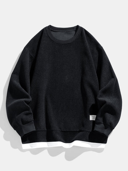 2 In 1 Crew Neck Stretch Corduroy Sweatshirt