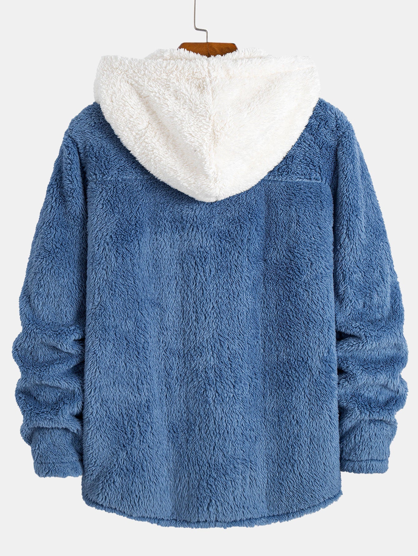 Contrast Teddy Hooded Shirt