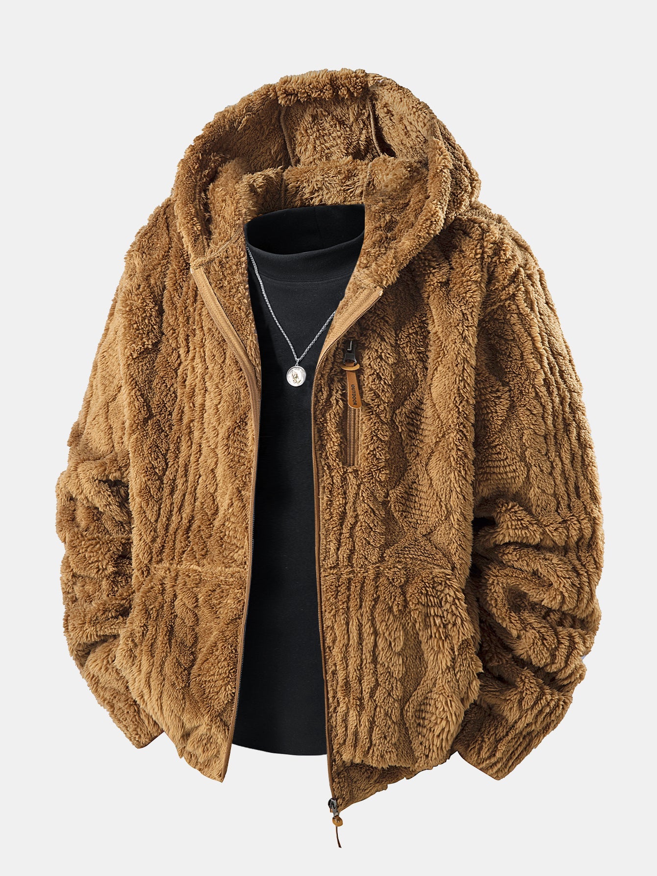 Geometric Jacquard Teddy Hoodie