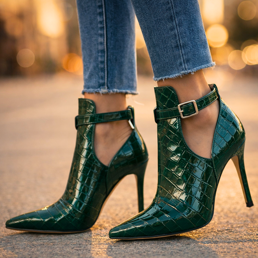 Valencia Croc-Heel Booties