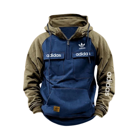 ADIDAS™ - Green Blue Tactical Quarter Hoodie