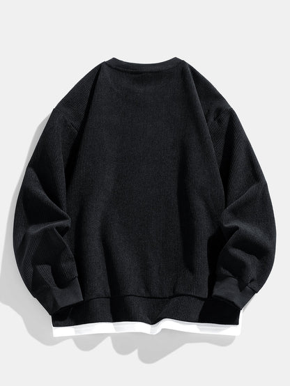 2 In 1 Crew Neck Stretch Corduroy Sweatshirt