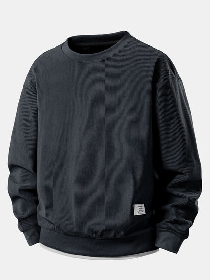 2 In 1 Crew Neck Stretch Corduroy Sweatshirt