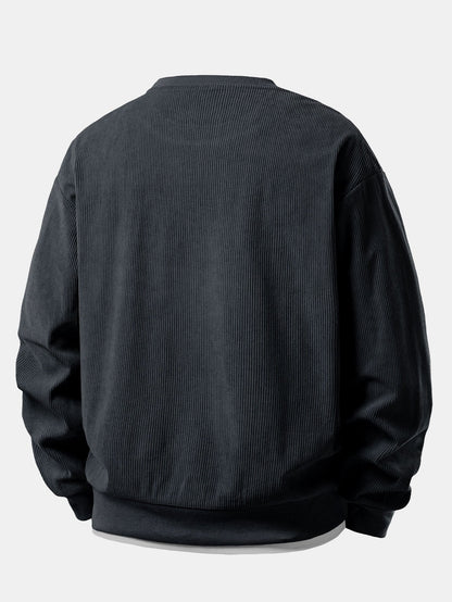 2 In 1 Crew Neck Stretch Corduroy Sweatshirt