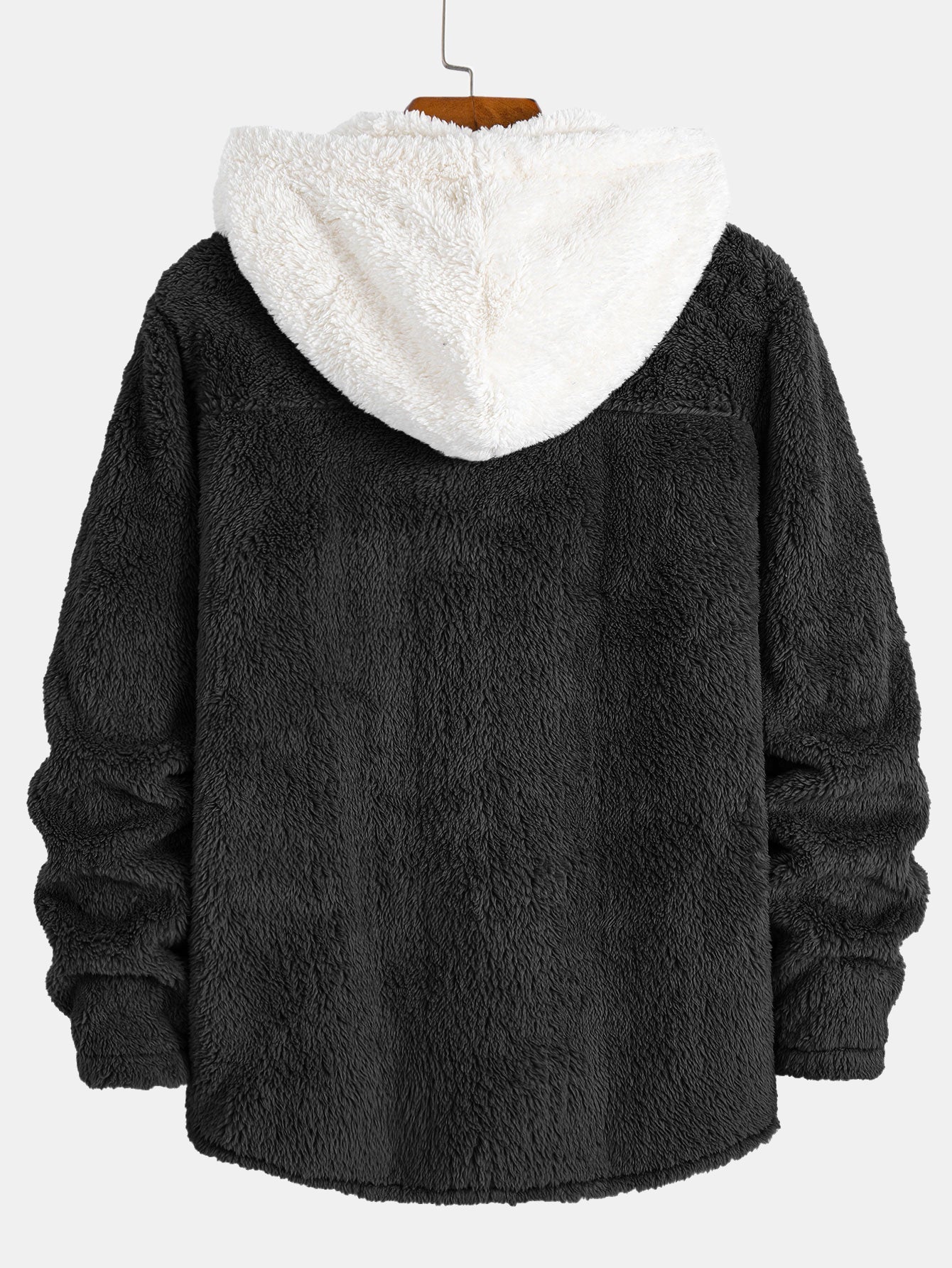 Contrast Teddy Hooded Shirt
