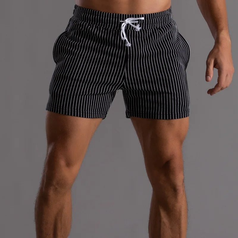 cotton shorts with vertical stripes