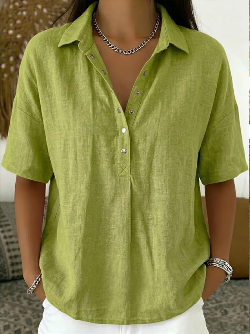 ELVORA COLLARED BUTTON BLOUSE