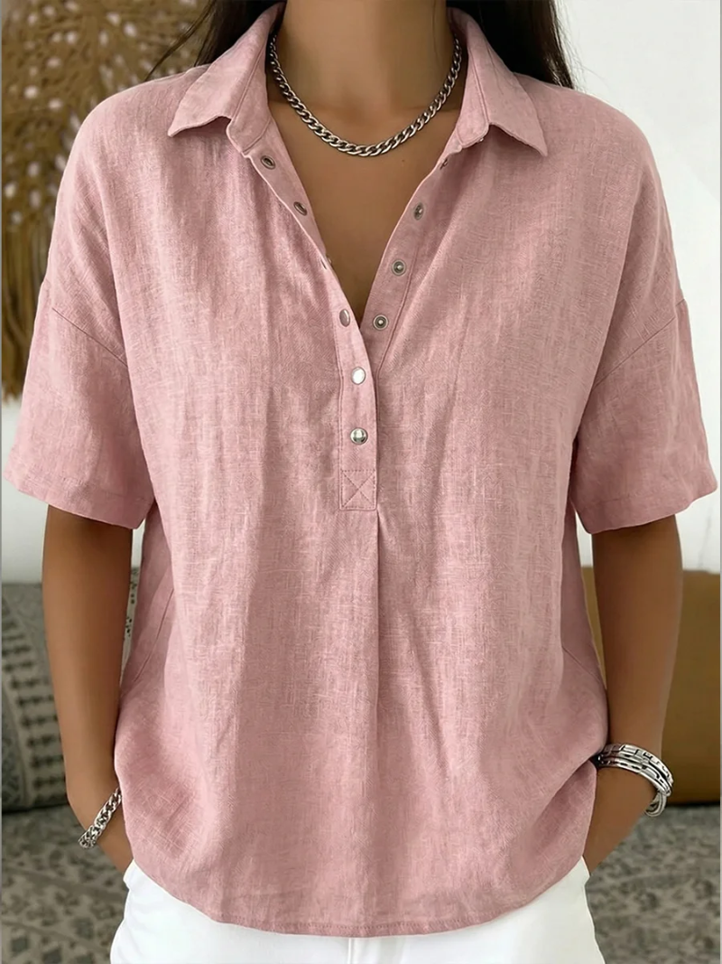 ELVORA COLLARED BUTTON BLOUSE