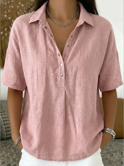 ELVORA COLLARED BUTTON BLOUSE