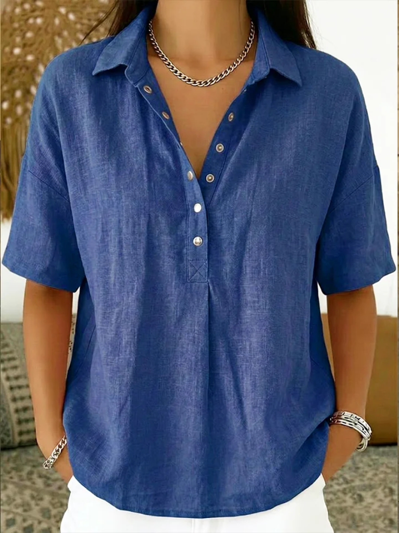 ELVORA COLLARED BUTTON BLOUSE