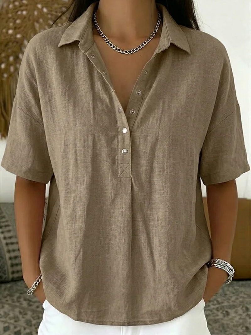 ELVORA COLLARED BUTTON BLOUSE
