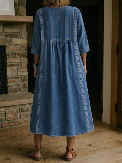 Luna Lace Denim Dress