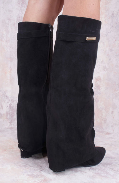 Seraphina Faux Suede Knee-High Wedge Boots