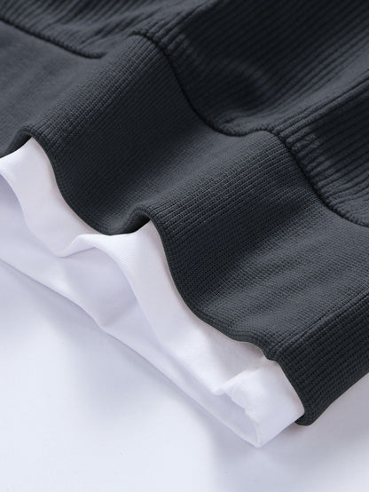 2 In 1 Crew Neck Stretch Corduroy Sweatshirt