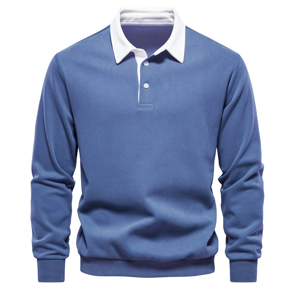 Men’s Autumn Long-Sleeve Polo Neck Sweatshirt