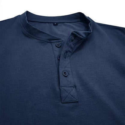 COTTON MEN’S LONG-SLEEVE HENLEY SHIRT
