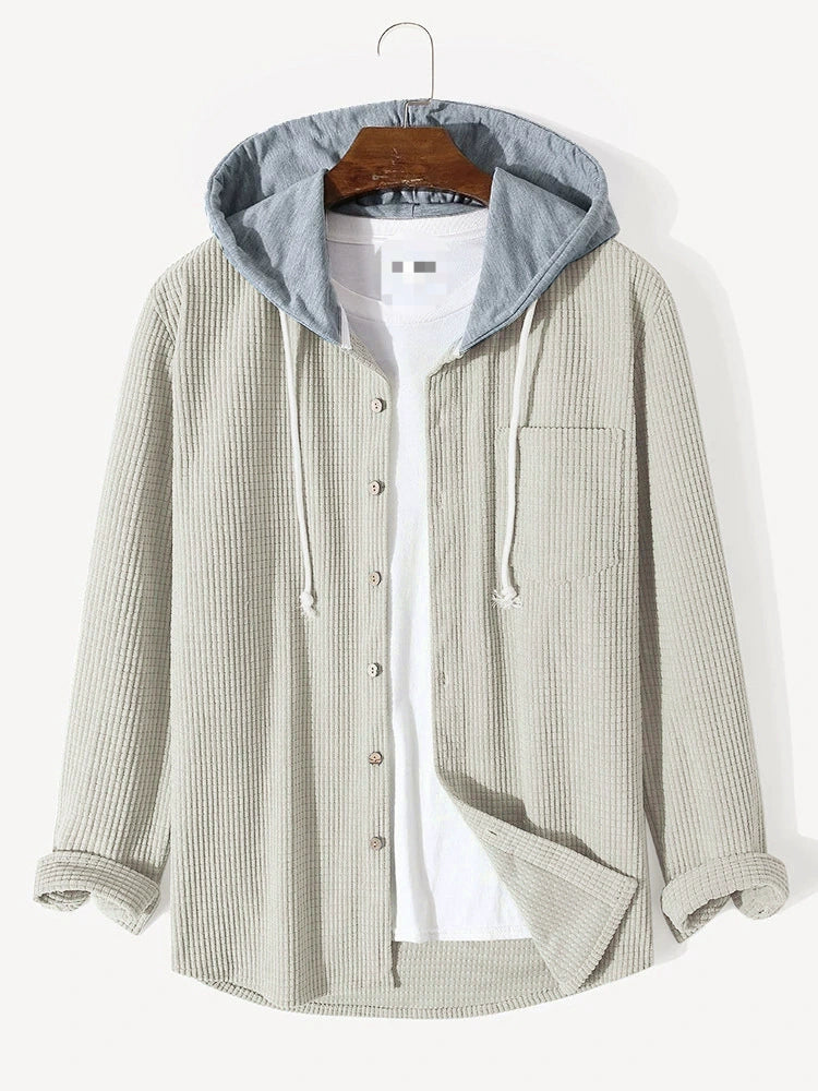 Waffle Corduroy Hooded Shirt