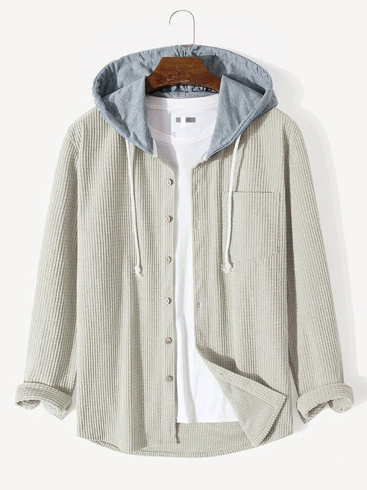 Waffle Corduroy Hooded Shirt