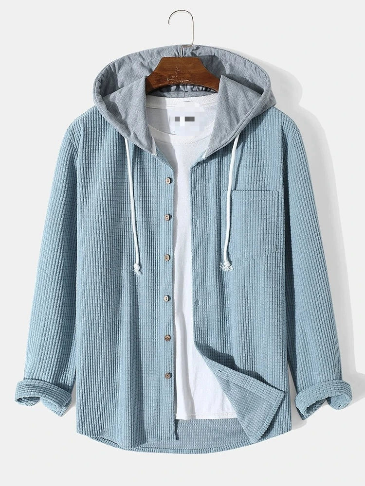 Waffle Corduroy Hooded Shirt