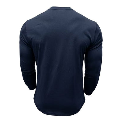 COTTON MEN’S LONG-SLEEVE HENLEY SHIRT