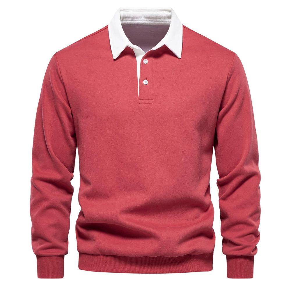 Men’s Autumn Long-Sleeve Polo Neck Sweatshirt