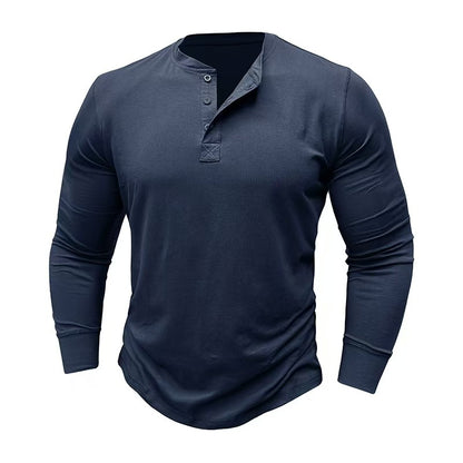 COTTON MEN’S LONG-SLEEVE HENLEY SHIRT