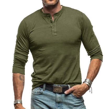 COTTON MEN’S LONG-SLEEVE HENLEY SHIRT