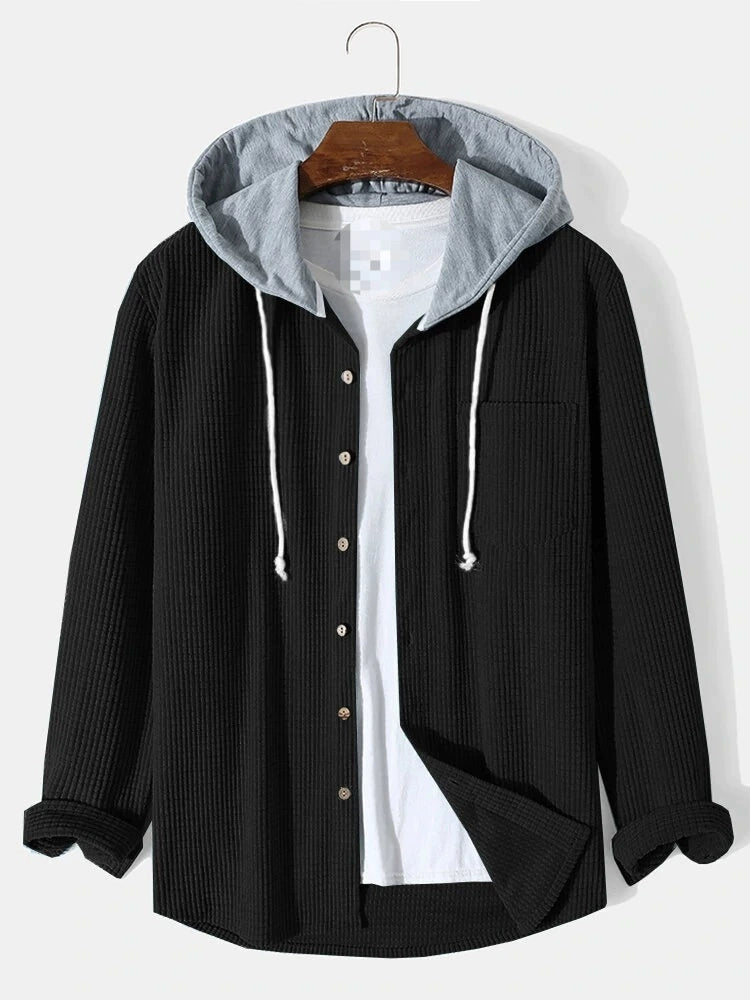 Waffle Corduroy Hooded Shirt