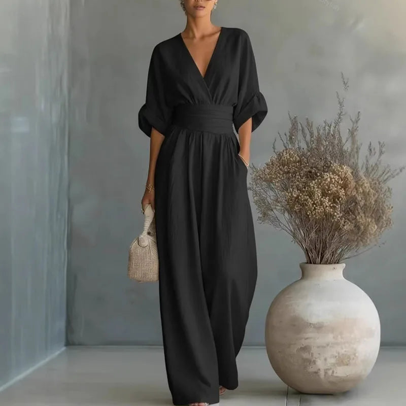 LEJLA STYLISH DENIM JUMPSUIT WITH POCKETS