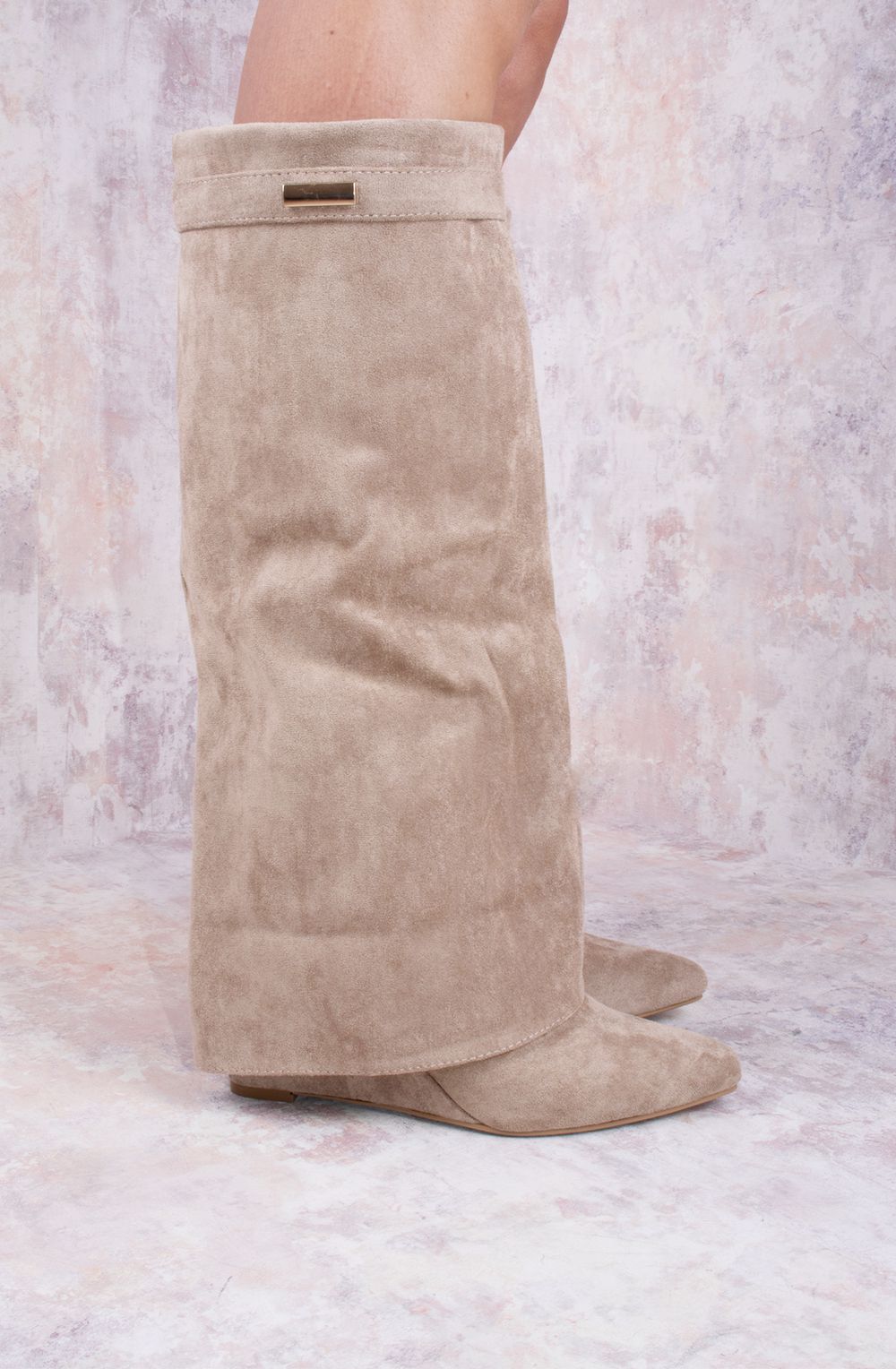 Seraphina Faux Suede Knee-High Wedge Boots