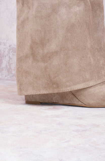 Seraphina Faux Suede Knee-High Wedge Boots