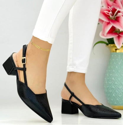 VELORIA MID HEEL POINTED SHOES