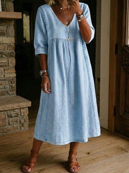 Luna Lace Denim Dress