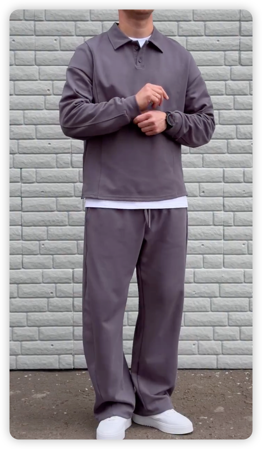 Premium Heavyweight Polo & Wide-Leg Pants