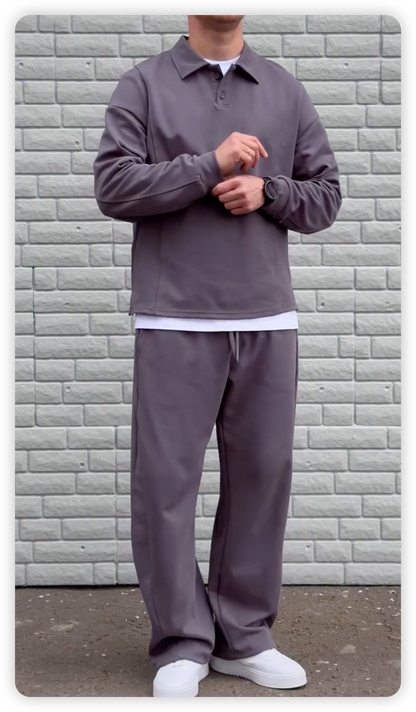 Premium Heavyweight Polo & Wide-Leg Pants
