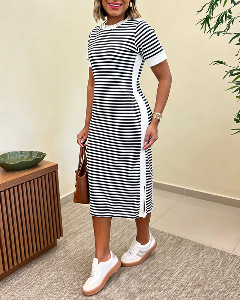 Women's Striped Midi Dress