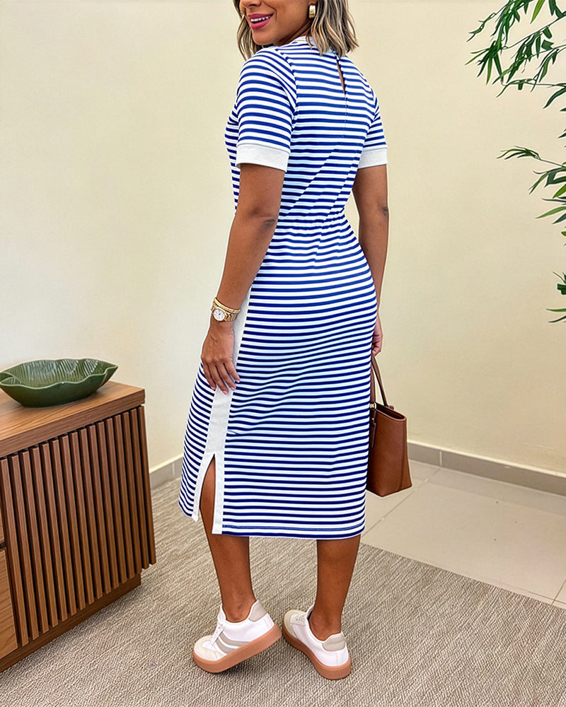 Women's Striped Midi Dress