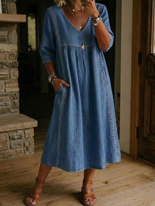 Luna Lace Denim Dress