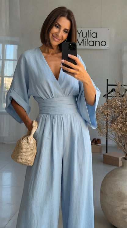 LEJLA STYLISH DENIM JUMPSUIT WITH POCKETS