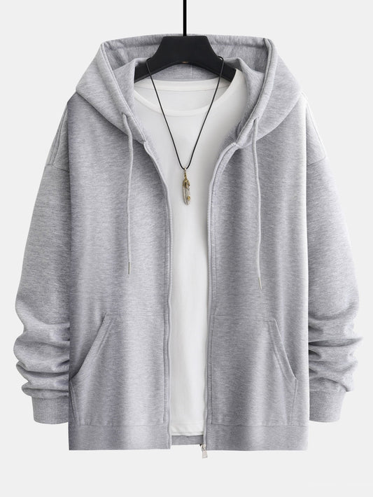 Basic Relax Fit Zip Hoodie