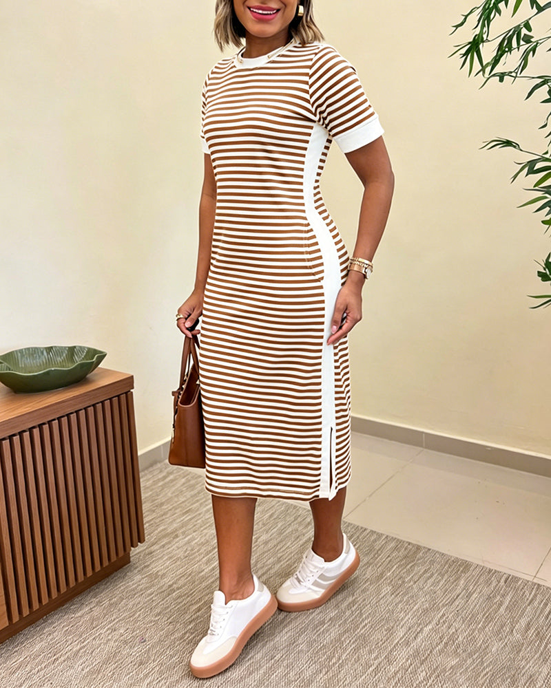 Women's Striped Midi Dress
