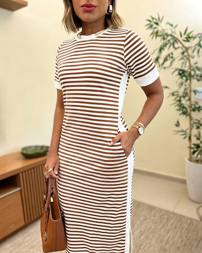 Women's Striped Midi Dress