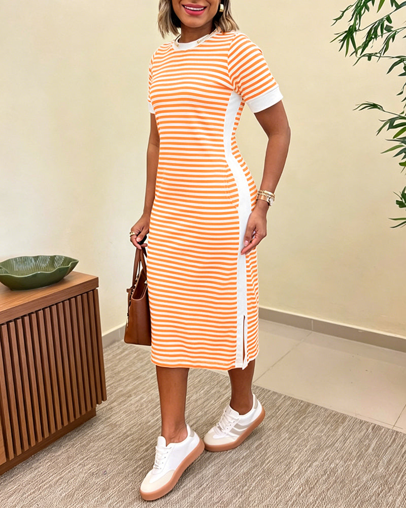 Women's Striped Midi Dress