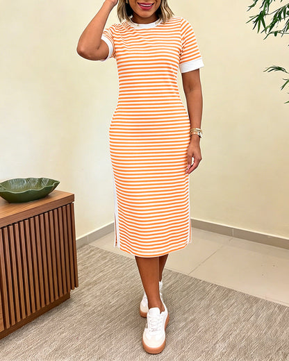 Women's Striped Midi Dress
