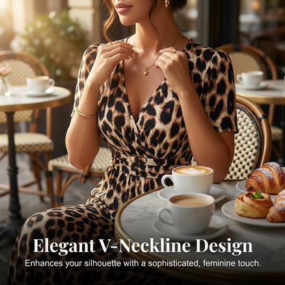 LEOVARA – LEOPARD V-NECK WIDE-LEG JUMPSUIT